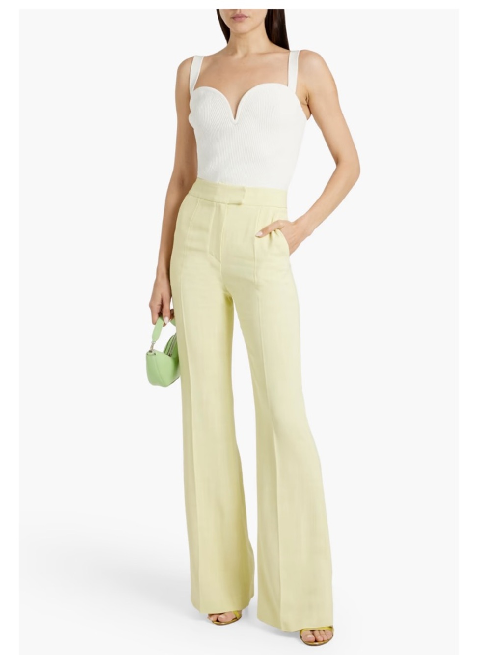 Galvan London Buttermilk Flared Pants high Waist Tailored FR 38 US6 New $1,095